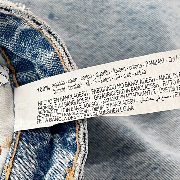 Zara High Rise Light Wash Mother Style Jeans Raw Hem Denim Button Women’s Size 6 - Picture 13 of 14